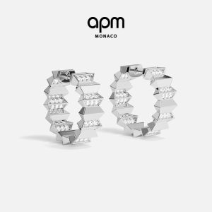 White Up and Down Circular Earrings