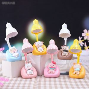 Cute Pet Creative Little Table Lamp Bedroom Decorations Resin Night Light Bedside Lamp Birthday Gift Cartoon Style Pink Color