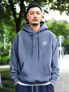 Winter Mens Hoodie Jacket 440g Loose Fit Fleece Lined Simple Style Youthful Casual Garment Anti-Stain Fabric Shoulder-Length Sleeve