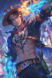 Bandai | Bộ Tranh Kim Cương 5D DIY - Tranh Ghép Chân Dung Anime One Piece Portgas D Ace Với Hiệu Ứng Lửa Dán Đầy Đủ Trang Trí Tường Nhà