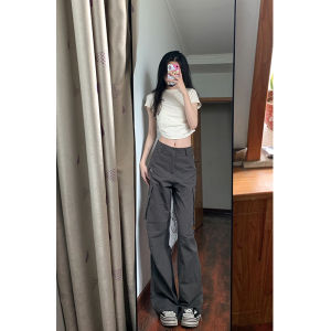 Quần Dài Ống Đứng Cạp Cao Phong Cách Mỹ Cho Nữ Mùa Hè Thiết Kế Dài Cao 175cm Apparent Mỏng Quần Dài Thường Ngày