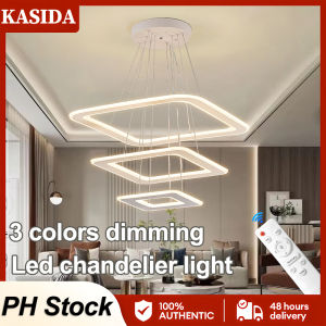 KASIDA Nordic Luxury chandelier light modern design with remote control Tri Color Infinite Dimmable ceiling lights modern design chandelier modern design pendant light chandelier light for living room bedroom