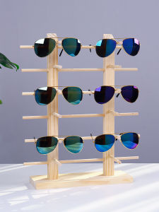 High-End Pine Wood Rimless Glasses Sunglasses Display Stand Original Wood Sunscreen Mirror Bracket Mobile Disassembly Storage