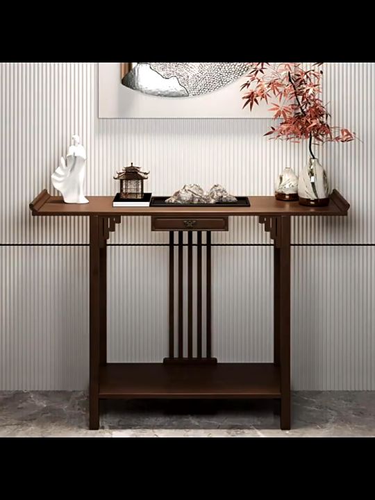 Solid Wood Console Tables Bamboo Accent Table Entryway Shelf Plant ...