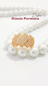 A211 - Cincin Dewasa Bunga Permata Perhiasan Cincin Wanita Xuping Lapis Emas Imitasi 18k - Cute