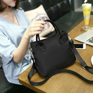Oxford Cloth Canvas Shoulder Bag Waterproof Commuter Handbag Simple Crossbody Work Bag Soft Handle Zipper Closure Leisure Bag