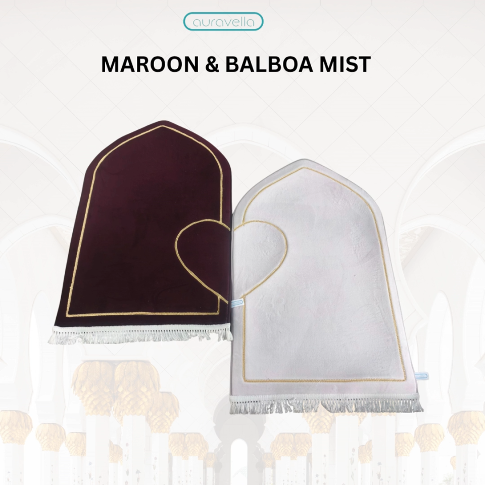 Elegant Non-Slip Prayer Mat for Couples  Dome Shaped- 10mm Thick Machine Washable Available in 4 Colors
