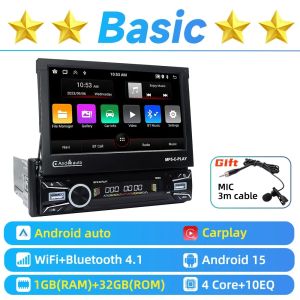 1Din 7" Telescopic Screen Car Stereo Android for Citroen C3 Picasso Tendance 2009-2017 CarPlay Multimedia Radio HeadUnit