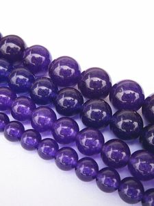 ลูกปัดคริสตัลสีม่วงลึก ลูกปัดกลม DIY ทำมือ อุปกรณ์สร้อยข้อมือ สร้อยคอ เครื่องประดับ เครื่องประดับตกแต่ง ลูกปัดกระจก