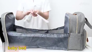 LUCKYBABE COD 2 in 1 large capacity multifunctional baby bag with bottle warmer convertible crib diaper bag