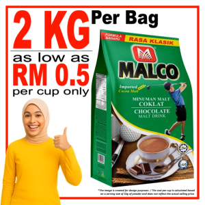 2 KG | 1.8 KG + 200 GM | MALCO | Chocolate Malt Drink | Minuman Coklat | HALAL
