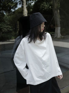 เสื้อเชิ้ตคอพองสไตล์สตรีทสีดำสำหรับผู้หญิง ดีไซน์เนอร์อเนกประสงค์ ทรงหลวม แขนยาว ปกติ สีพื้น ปกติ