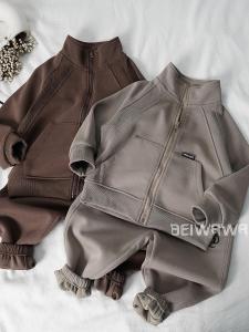Casual Cotton Childrens Outfit Loose Fit Boys And Girls Two-Piece Set Zipper Jacket And Casual Pants Autumn New Style Forest System