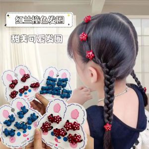 New Arrival Red Polka Dot Heart Shaped Small Hair Ties for Girls Baby Head Ropes Children Accessories Hair Bands Cute Fleece