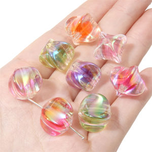 4pcs Acrylic Beads Aurora Effect Quadrangular Loose Spacer Beads For DIY Handmade Bracelet Necklace Earring Jewelry Making Accessories