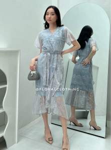 Dress pesta full brukat tanpa gliter free masker F39