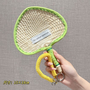 Mini Fan Handmade Woven Girls Summer Carry Dopamine Small Fan Chinese Durable Palm-Leaf Fan