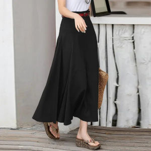 High Waist Versatile Half Length Skirt Elegant Street Style Midi Skirt Pure Color A-Line Skirt for Women in Their 20s