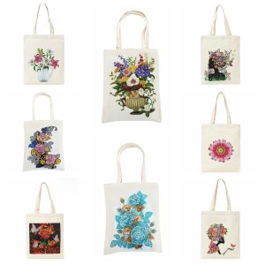 1pc/Set DIY Flowers Diamond Painting Shopping Bag Crystal Rhinestones Diamond Art Canvas Bags Diamond Art Handbags for Adults