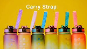 1L Motivational Water Bottle with Time Marker & Straw-BPA Free Locking Flip-Flop Lid 1 Liter Tumbler