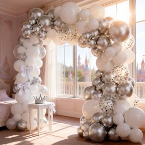 110Pcs Wedding White and Silver Balloon Garland Set 25.4cm Birthday Party Wedding Decoration Supplies Graduation Ceremony Party Decoration Balloons