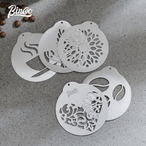BINCOO Fancy Coffee Printing Model Cappuccino Mold Latte Coffee Tools Barista Stencil Sugar Chocolate Cocoa Coffee Decor Coffee Art