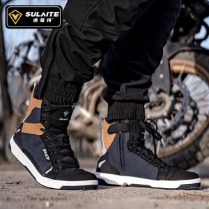 Mens Motorcycle Riding Boots Summer High-Top Casual Vintage Motorcycle Shoes Breathable Racing Boots SULAITE B1 Model