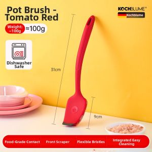 kochblume | Long Handle Stainless Steel & Silicone Pot Scrubber