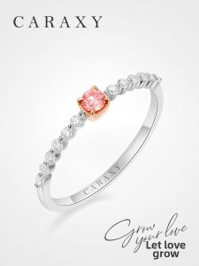 CARAXY | Cultivated Pink Diamond Ladies Pinky Ring 18k White Gold