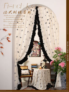 French Embroidered Door Curtain Lace Window Seat Bedroom Light Luxury Partition No Punching Required Home Decor Kitchen Villa