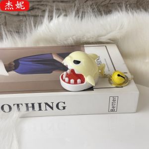New Cartoon Shark Bite Bell Keychain Cute Tooth Shark Backpack Precise Pendant Prank Tooth Pulling Design Fashionable Accessory