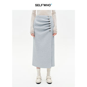 Merino Wool Blend Straight Waist Half Skirt