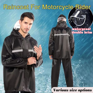 Raincoat For Motorcycle Rider Waterproof For Men Heavy Duty Rainsuit With Faceshield Waterproof Raincoat Adventure Raincoat 2pcs Sets Jacket And Pants High Reflective Strip Comfortable And Wear-Resistant Raincoat