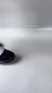 New Womens black shoes Korean fashion Office black shoes 5CM round head Non-slip rubber soles Black rubber Waterproof Blackshoes Stylish Classy High Heels Footwear 0100523