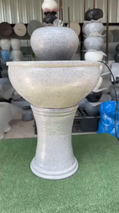 A1077 น้ำผุดได้ยกชุดสีเทาหินอ่อนหัวทรงกลม น้ำล้นที่รับประกันสินค้าแตกแตกเคลมไห้ทันที