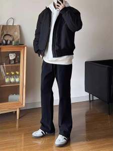 กางเกงยีนส์ทรงหลวมขากว้างทรงสลิมฟิต CleanFit ทรงเข้ารูปสำหรับผู้ชาย กางเกงขายาวทรงตรงสไตล์อเมริกัน สไตล์ไฮสตรีท