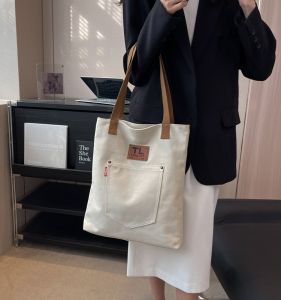Thickened Canvas Bag Tote Single Shoulder Commuter Fashionable Small Size Student Class Book Lazy Style Handbag for Women