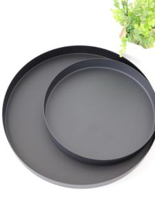 Black round Metal Tea Tray Storage Plate Fruit Tray Display Plate Tea Leaf Storage Dish Nordic Style Pure Color Matte Finish