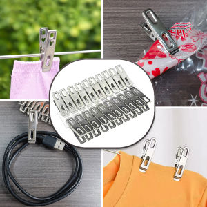 คลิปหนีบเสื้อผ้าสแตนเลสมัลติฟังก์ชั่น 20 ชิ้น คลิปหนีบเสื้อผ้าสําหรับงานหนัก คลิปโลหะ เสื้อผ้าโลหะ