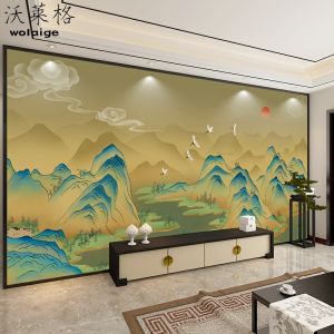 New Chinese Style Wallpaper Murals Thousand Miles of Mountains And Rivers Living Room Sofa Background Hotel Office Tea Room Decor