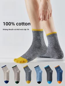 Tất nam MiiOW cotton 100% dài thoáng khí kháng khuẩn chống mùi