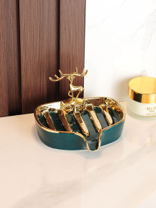 Affordable Luxury Style Creative Soap Holder Soap Drainage Punching Free Ceramic Toilet For Home Soap Dish Tray Storage Rack