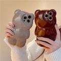 3D Teddy Bear Suitable For iPhone 16 14 Pro Max 12 11 15 Silicone Fall Protection Case. 