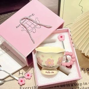 Sunflower mug high value couple ceramic cup girls office home coffee breakfast cup party favors for kids birthday
