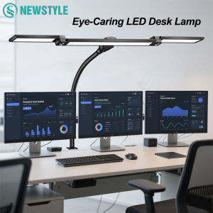 3-Head 16W LED Desk Lamp for Home Office Eye Caring Architect Desk Light 5 Color 10 Leves Dimming Computer Monitor Table Light