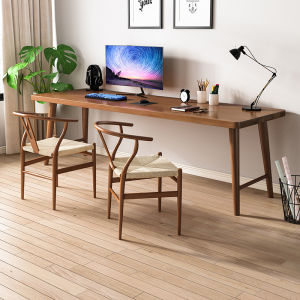 Solid Wood Desk Double Study Table Household Small Apartment Writing Desk Wall Long Table All Solid Wood Office Computer Desk