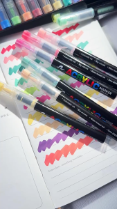 Acrylic Marker Pen 12/24/36/48/60/72 Colors Direct Liquid Acrylic Soft Brush Tip Paint Markers Waterproof Non-Porous Paper Stacking Colors Student Supplies Marker Pens Art Sketching Drawing Set Painting马克笔