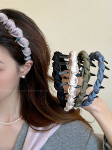 Elegant Pure Color Toothed Hairband Womens High Forehead Versatile High End 2025 New Style Face Wash Daily Use Hairband
