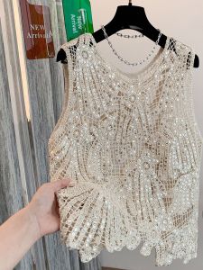 AIYITI | Bohemian Hollowed Lace Shiny Pailettes Sleeveless Tunic