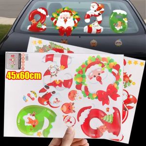 2026 Christmas Car Window Electrostatic Sticker Universal Xmas Auto Doors Bodys Window Glass PVC Reusable Festive Decor Decals